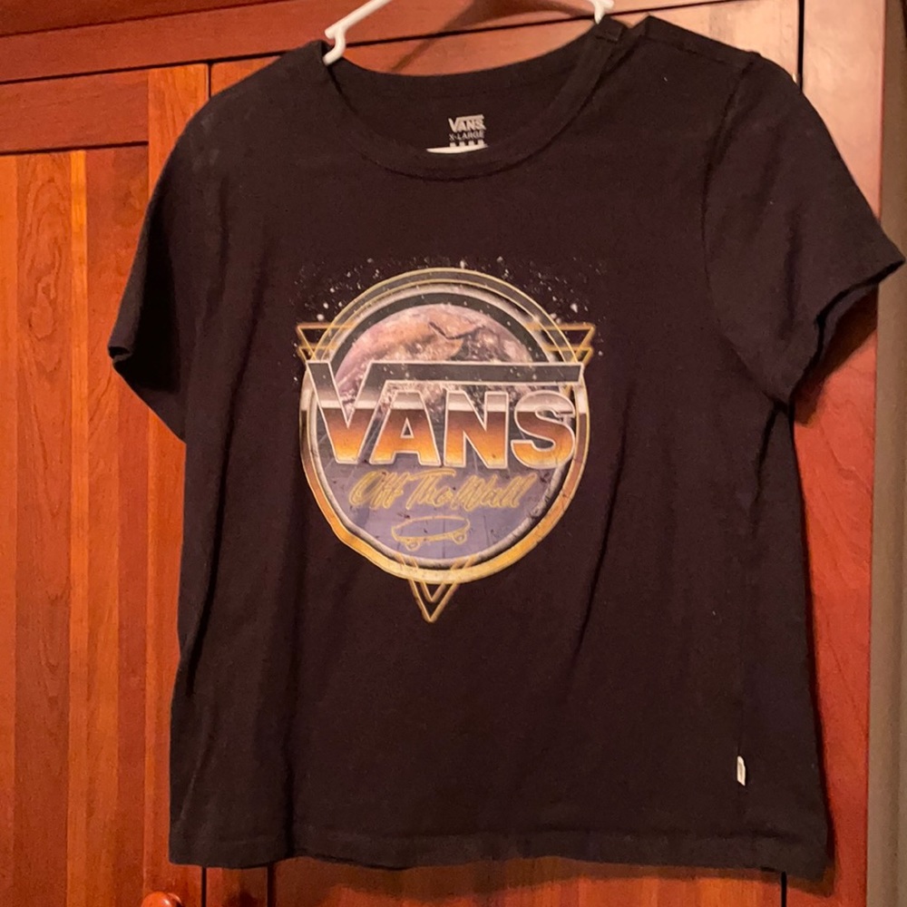 Vans Black Short Sleeve Graphic Tee with Yellow/Blue Logo